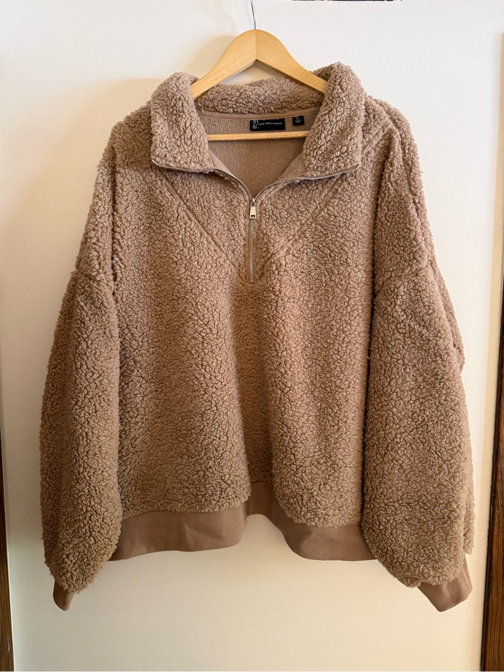 Sherpa Half-Zip Pullover Sweater Brown Teddy Sherpa NY&C Fleece Quarter Zip 4X